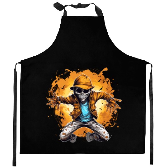 Halloween Skeleton Dabbing Hip Hop Kitchen Aprons