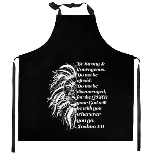 Christian Lion Joshua 19 Be Strong, Courageous Bib Kitchen Aprons