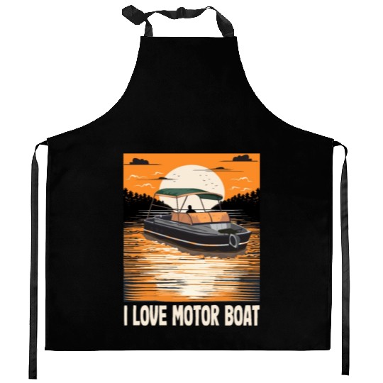 I Love Motor Boat Parade Motorboating Quote Kitchen Aprons