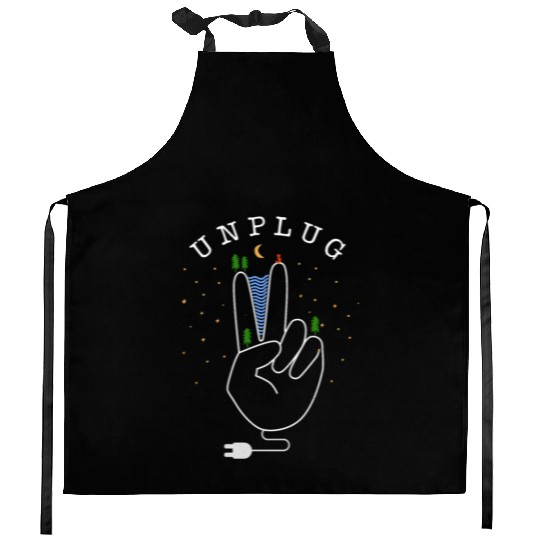 Unplug - nature, forest and mountains Kitchen Aprons