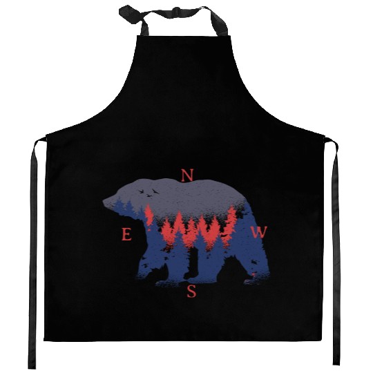 Nature Bear North West South East Kitchen Aprons