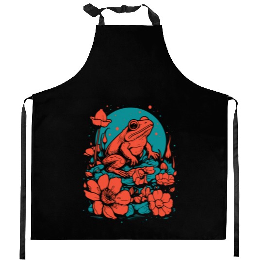 Goth Poison Frog Goblincore Fairycore Floral Frogs Kitchen Aprons