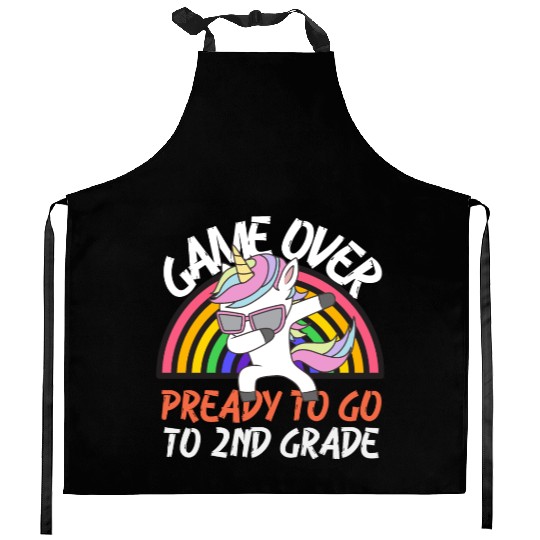 Game over ready to go to 2nd grade, back to school Kitchen Aprons