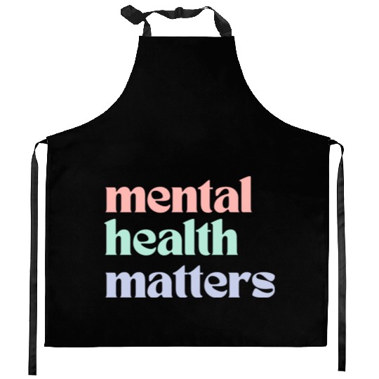 Mental Health Matters | Retro Quote Pastel Rainbow Kitchen Aprons