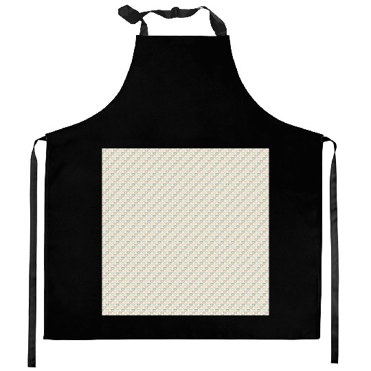 Retro Hearts Pattern Yellow Teal Coral Kitchen Aprons