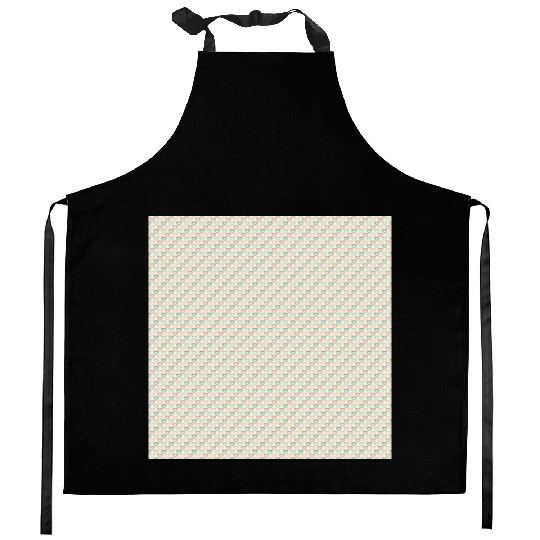 Retro Hearts Pattern Yellow Teal Coral Kitchen Aprons