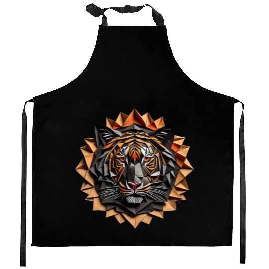 Exquisite Tiger Origami Mandala Art Kitchen Aprons