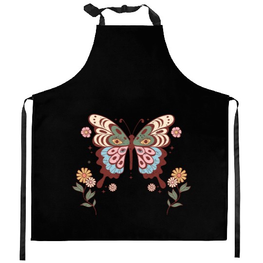 Boho Butterfly Flower Kitchen Aprons
