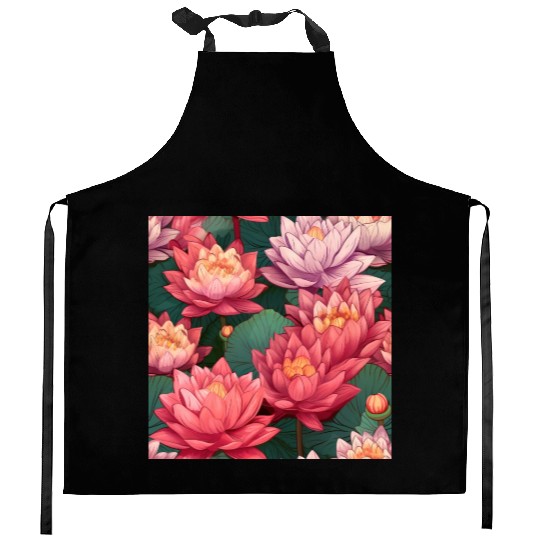 Serenity Blooms: Timeless Lotus Pattern Kitchen Aprons