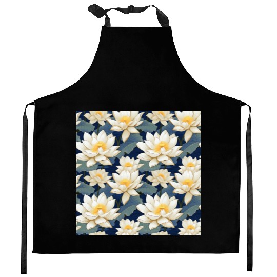 Serenity Blooms: Timeless Lotus Pattern Kitchen Aprons