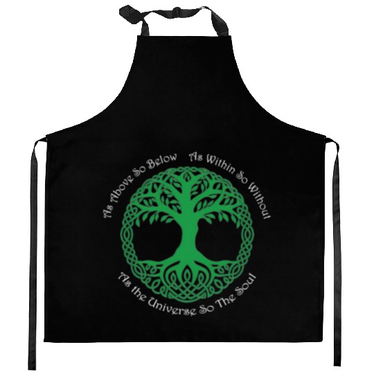 Pagan Celtic Wiccan As Above So Below Green Tree Kitchen Aprons