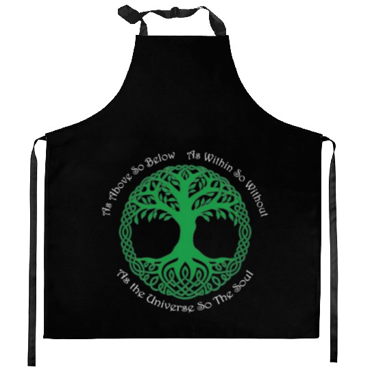 Pagan Celtic Wiccan As Above So Below Green Tree Kitchen Aprons