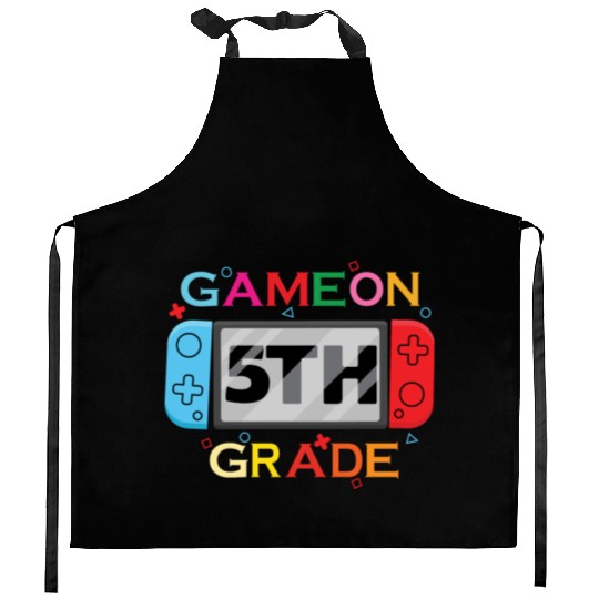 Back To School - Game On 5TH Grade Funny Gamer kid Kitchen Aprons