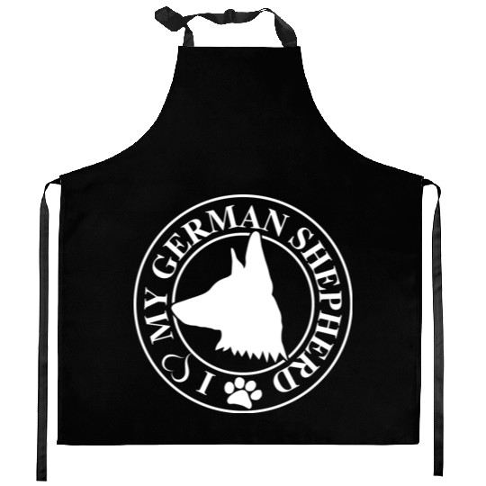 I Love My German Shepherd White Kitchen Aprons