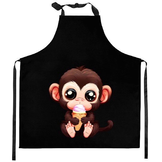 Little monkey, big fun Kitchen Aprons