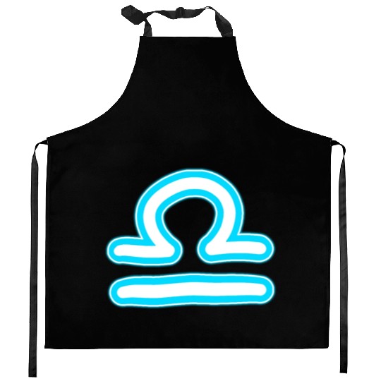 Libra Zodiac Sign Neon Blue Kitchen Aprons