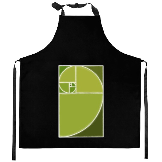 Olive Green Fibonacci Spiral Kitchen Aprons