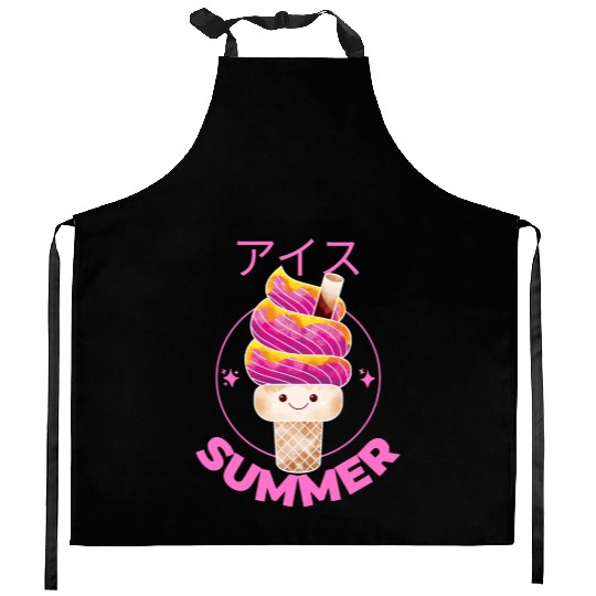 Japanese Kawaii Ice Cream Pink Summer Kitchen Aprons