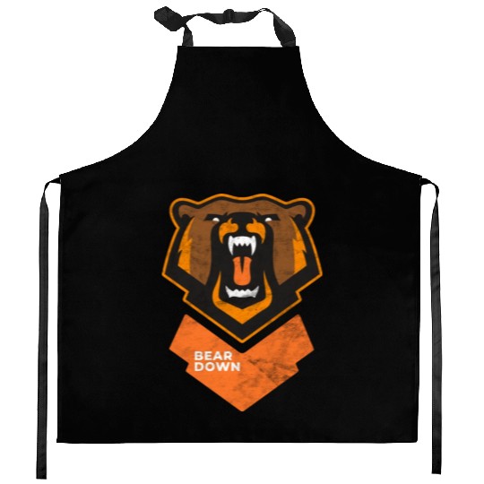 Fierce Modern Bear Down Party Tailgate Sunday Kitchen Aprons