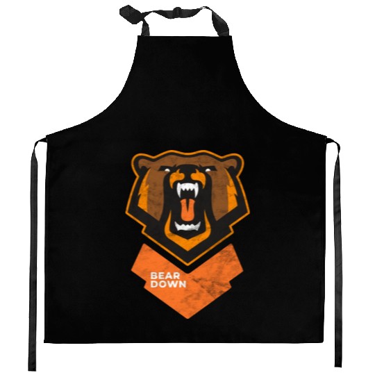 Fierce Modern Bear Down Party Tailgate Sunday Kitchen Aprons