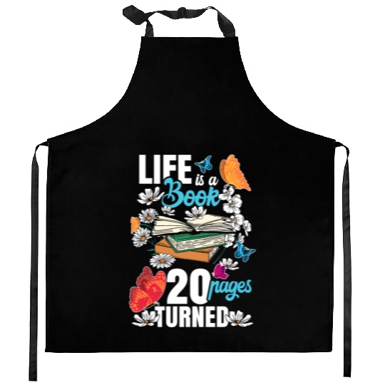 Life Is a Book 20 Pages Bookworm Flower 20th Kitchen Aprons