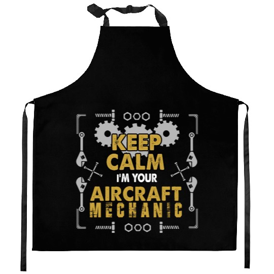 KEEP CLAM AIRCRAFT MECHANIC Kitchen Aprons
