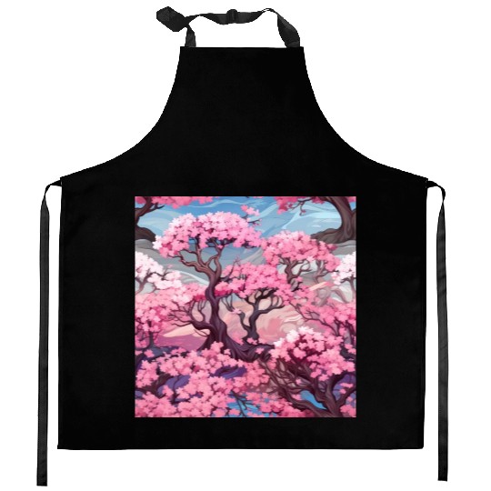 Anime Euphoria: Fantasy Cherry Blossom Dreamscape Kitchen Aprons