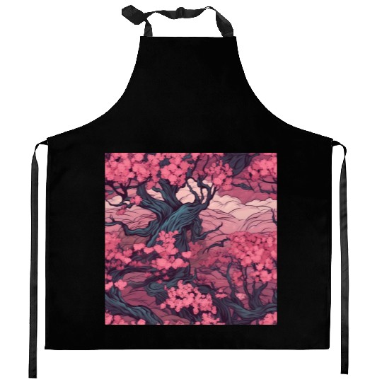 Anime Euphoria: Fantasy Cherry Blossom Dreamscape Kitchen Aprons