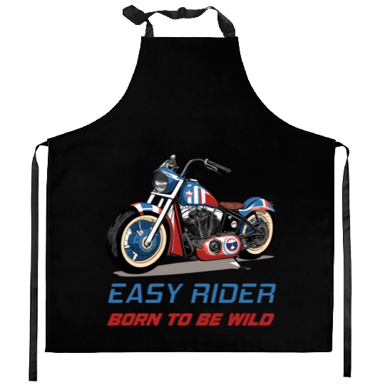 Easy Rider Motorcycle Chopper Stars and Stripes Kitchen Aprons