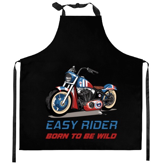 Easy Rider Motorcycle Chopper Stars and Stripes Kitchen Aprons