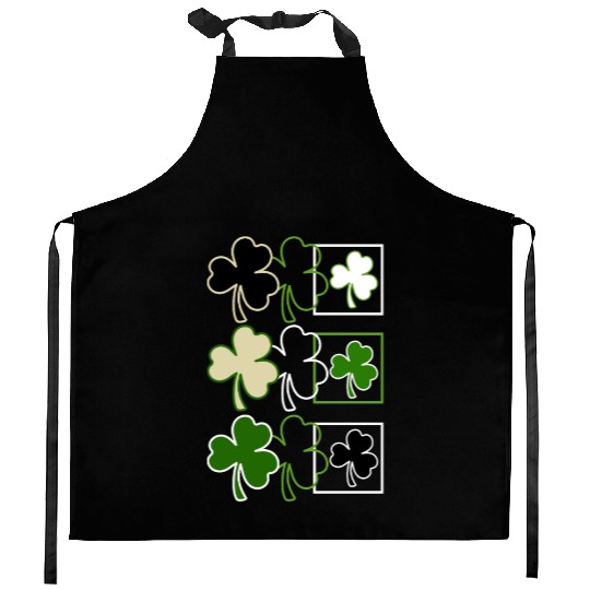 St. Patricks Day Kitchen Aprons, Irish Lucky Leaf Clover