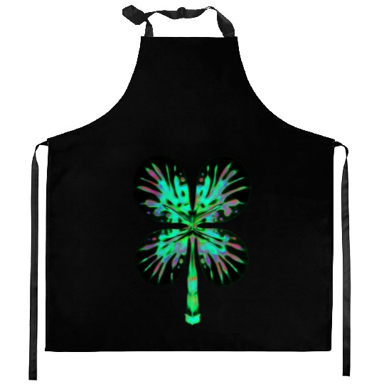 Psychedelic Shamrock Four Leaf Clover Kitchen Aprons