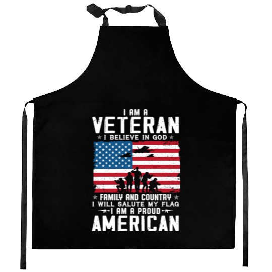 I Am A Proud American Veteran Kitchen Aprons
