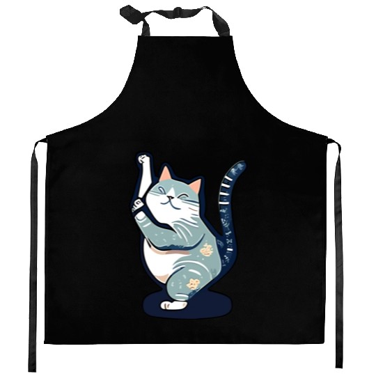 Yoga Cat: A Design for Cat Lovers and Yogis Alike Kitchen Aprons