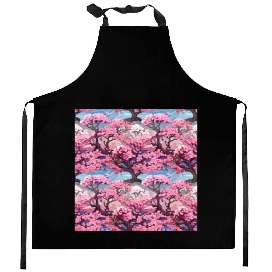 Anime Euphoria: Fantasy Cherry Blossom Dreamscape Kitchen Aprons