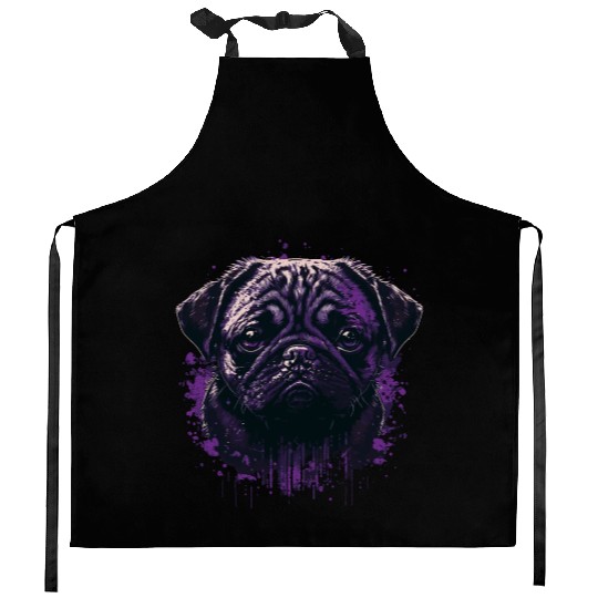 scary Pug Kitchen Aprons