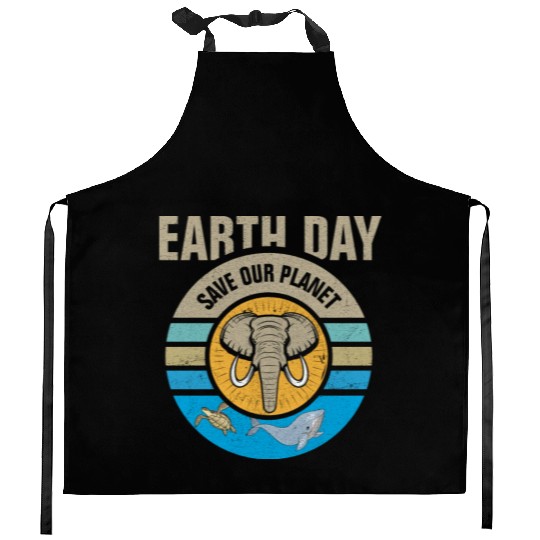 Earth Day Save Our Planet Conservation Design Kitchen Aprons