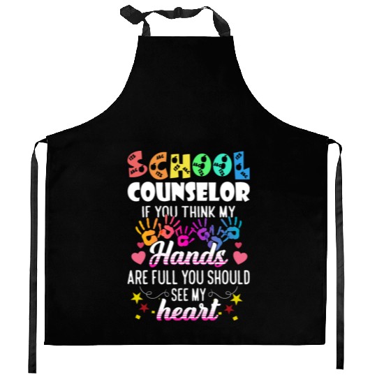 School Counselor Heart Teacher Appreciation Kitchen Aprons