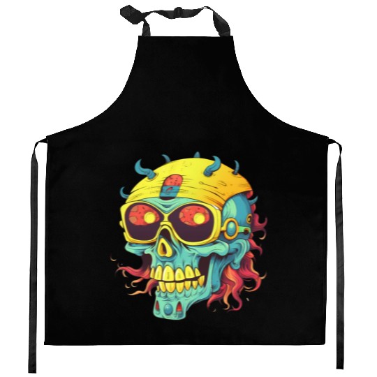 zombie skull skull Kitchen Aprons