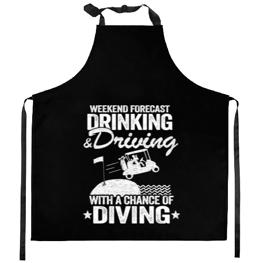 Beer Golf Cart Drinking Driving Diving Golfing Kitchen Aprons
