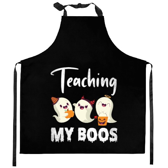 Ghosts Candy Corns Pumpkin Light Halloween Kitchen Aprons