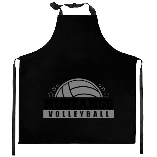 Mustangs Volleyball Coach Sports Team Spirit Wear Kitchen Aprons