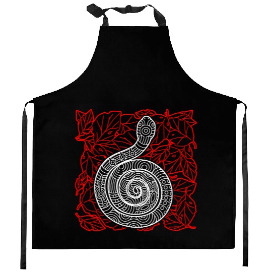 Tribal Snake Ink Art Tattoo Red White Kitchen Aprons