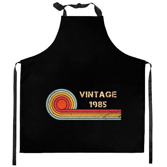 Vintage 1985 birthday retro design Kitchen Aprons