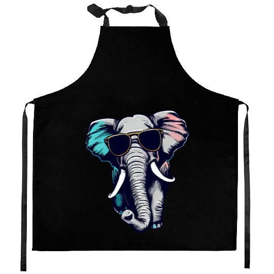 cool Elephant - Elephant with Sunglasses Kitchen Aprons