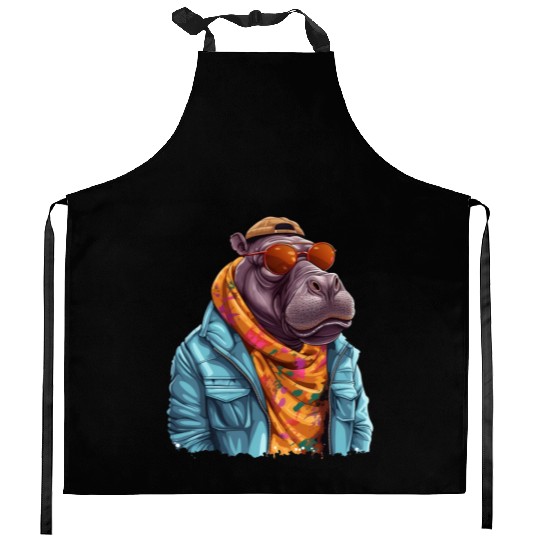 Graffiti Hippo. Heavyweight Strength. Kitchen Aprons