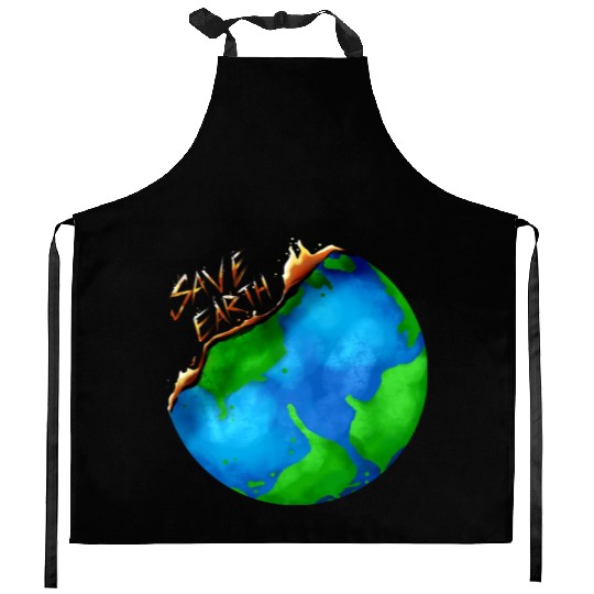 Burning Earth Globe Save Earth For Earth Day Kitchen Aprons