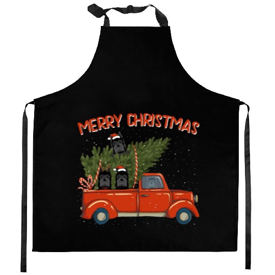 Cane Corso Xmas Vintage Red Pickup Retro Truck Kitchen Aprons
