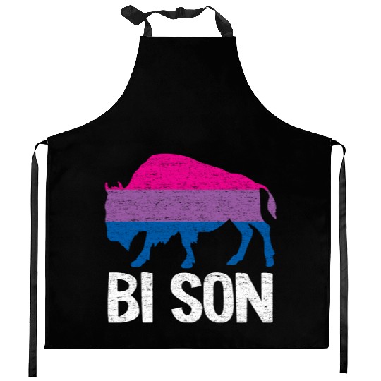Bi Son Lgbbt Flag Bisexual Bison Funny Bi Pride Kitchen Aprons