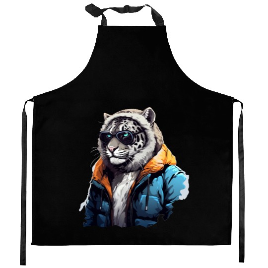 Street Style Snow Leopard | Leopard Lovers Kitchen Aprons